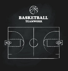 Basketball Court Floor Vintage Hand Drawn