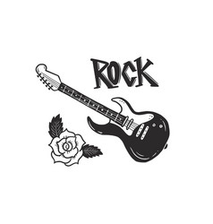 Hand Drawn Electric Guitar With Rock Text