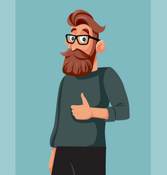 Handsome Bearded Man Making Ok Gesture Cartoon