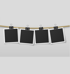 Photo Frame Hanging On Rope Blank Paper