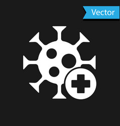 White Positive Virus Icon Isolated On Black