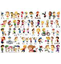 Diverse Children Set On White Background