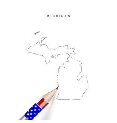 Michigan Us State Map Pencil Sketch