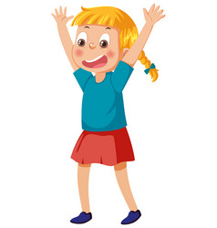 A Girl Raising Hands With Happy Face