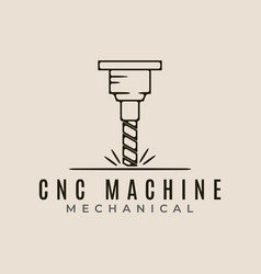 Cnc Machine Modern Technology Line Art Logo Icon