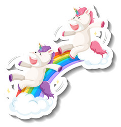 Cute Unicorns Slide On Rainbow Cartoon Sticker