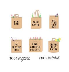 Eco Guotes With Paper Bag And Flowers Poster