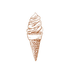 Sketch Ice Cream In Waffle Cone Creamy Swirl