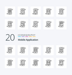 20 Mobile Application Line Icon Pack Like Apps Ui