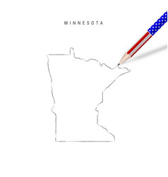 Minnesota Us State Map Pencil Sketch