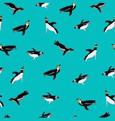 Swimming Penguin Seamless Pattern