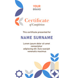 Certificate Of Completion Template In Vertical