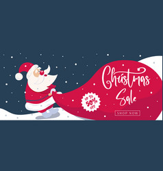 Christmas Sale Banner With Santa Claus Cartoon