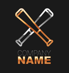 Line Crossed Baseball Bat Icon Isolated On Black