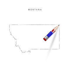 Montana Us State Map Pencil Sketch