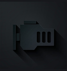 Paper Cut Check Engine Icon Isolated On Black