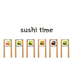 Sushi Time Banner With On Sticks