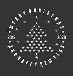 Christmas Tree And Happy New Year With Star Logo