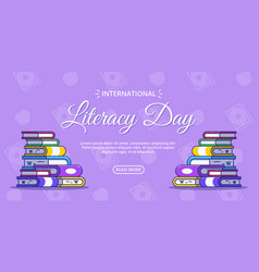 International Literacy Day Banner With Stacking