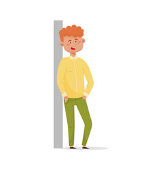 Red-haired Man Leaning Against Wall