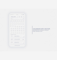 Calendar App January 2021 Ui Ux Neumorphic Design