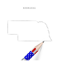 Nebraska Us State Map Pencil Sketch