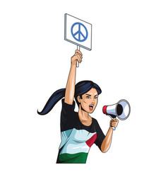 Palestinian Woman Protesting For Peace