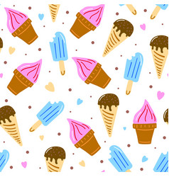 Sweet Ice Cream Seamless Pattern Isolated