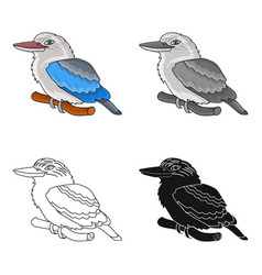 Kookaburra Sitting On Branch Icon In Cartoon Style