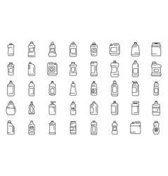 Dishwasher Detergent Icons Set Outline