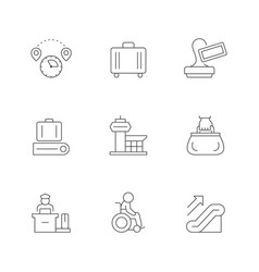 Set Line Icons Of Airport