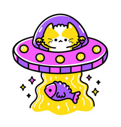 Ufo Cat Alien In Flying Saucer Abduction Fish Art