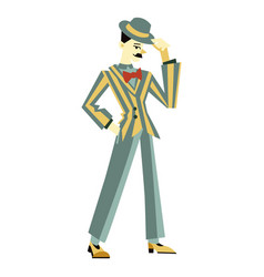 20s Art Deco Man Tip Hat Character