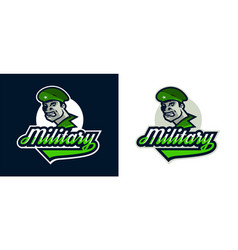 A Set Of Logos Of Military Man In Beret