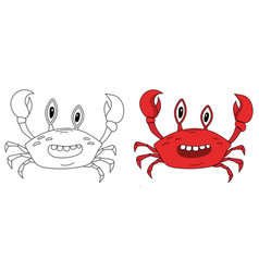 Coloring Page With Cartoon Crab