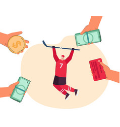 Hockey Player Surrounded Hands With Money