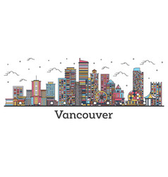 Outline Vancouver Canada City Skyline With Color