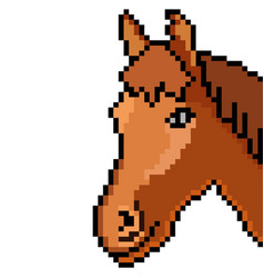 Horse Head With Pixel Art On White Background