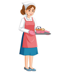 Lady Baker Holding Muffin Tray