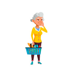 Old European Woman Choosing Food In Supermarket