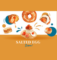 Salted Egg Frame Design With Croissant Bun