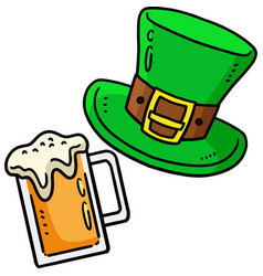 St Patricks Leprechaun Hat And Beer Clipart