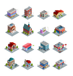 Building Isometric Icons Set