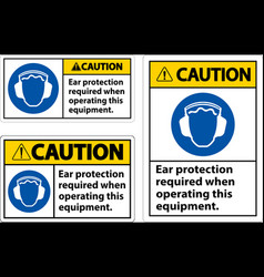 Caution Ear Protection Required Sign On White