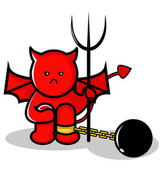 Cute Red Satan Or Devil Under Arrest