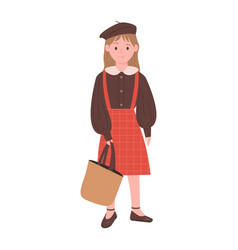 Middle School Girl Holding Bag Female Character