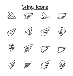 Wing Icon Set In Thin Line Style Editable Stroke