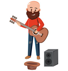 A Man Busking On White Background