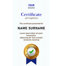 Certificate Of Completion Template Vertical 16 By