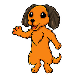 Cute Dachund Dog Cartoon Waving Hand